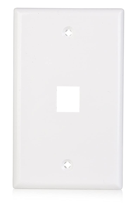 Totality Secure Low Profile 1 Port Keystone Jack Wall Plate in White - 1pc