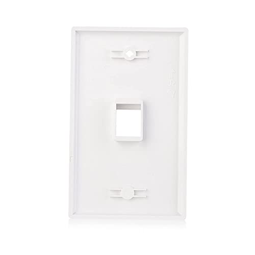 Totality Secure Low Profile 1 Port Keystone Jack Wall Plate in White - 1pc