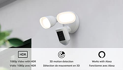 Introducing Ring Floodlight Cam Wired Pro with Bird’s Eye View and 3D Motion Detection (2021 release), White
