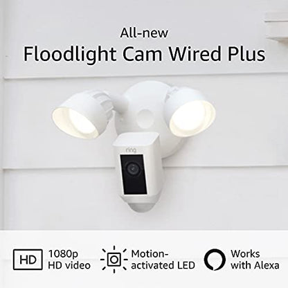 Ring_Floodlight Cam Wired Plus With Motion-Activated 1080p HD Video White