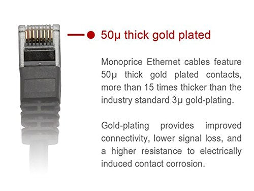 Monoprice 10-Feet 24AWG Cat6 550MHz UTP Ethernet Bare Copper Network Cable, Gray (103437)