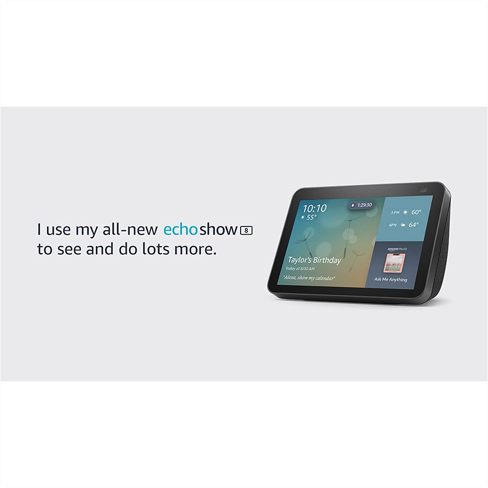 The Echo Show 8 (2nd Gen, 2021 release) | HD smart display with Alexa and 13 MP camera | Charcoal