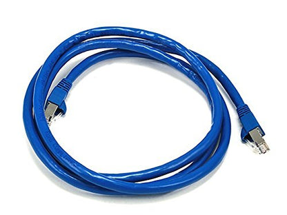 Monoprice 108603 Cat6A Ethernet Patch Cable - Snagless RJ45, Stranded, 550Mhz, STP, Pure Bare Copper Wire, 10G, 26AWG, 20ft, Blue