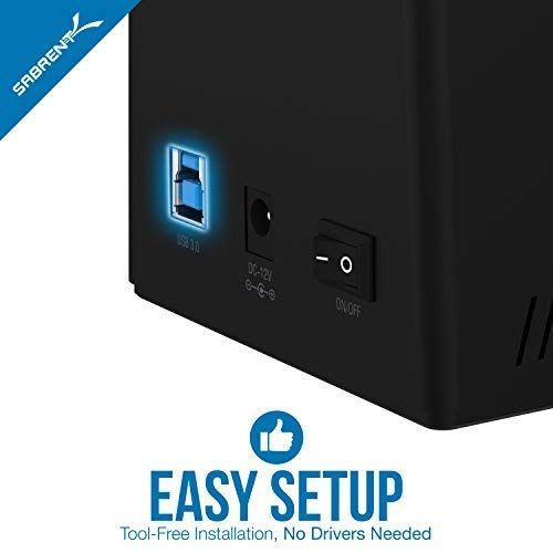 Sabrent USB 3.0 to SATA External Hard Drive Docking Station for 2.5" or 3.5"' HDD, SSD [Support UASP] (EC-UBLB)