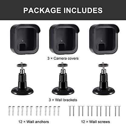 Blink Outdoor Camera Mount, 3 Pack Weatherproof Protective Housing Cover with 360 Degree Adjustable Wall Mount for Blink Outdoor Camera and Blink Indoor Security Camera System (Black)