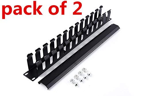 All Metal - 1U 19 Inch Server Rack Wire Management System - Rack Mount Horizontal Cable management with mounting screws (Pack of 10)
