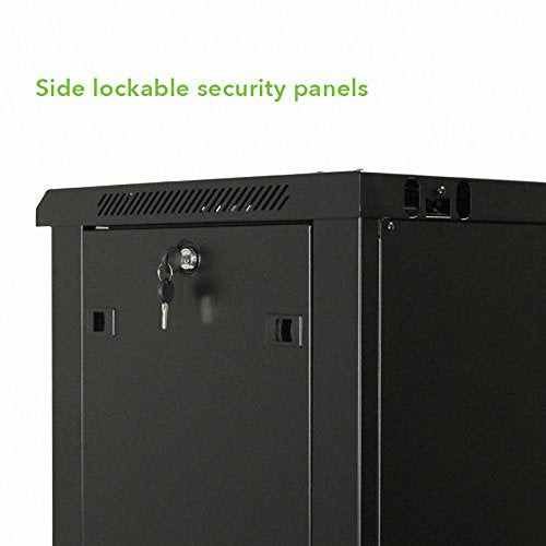 NavePoint 12U Wall Mount Network Server 600mm Depth Cabinet Rack Enclosure Glass Door Lock