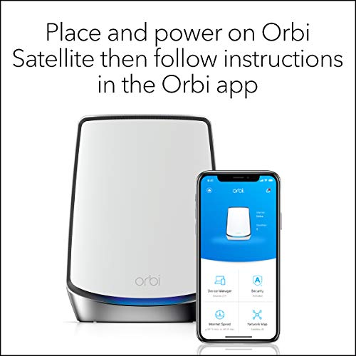 NETGEAR Orbi Whole Home Tri-band Mesh Wi-Fi 6 System (RBK853) – Router with 2 Satellite Extenders, Coverage Up to 7,500 Square Feet, 100 Devices, AX6000 (Up to 6Gbps)