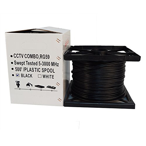 Five Star Cable ETL Litsted RG59 Siamese 500ft, 1000ft Coaxial CCTV Cable - Combo 20 AWG Solid Copper RG59 + 18/2 18AWG Power