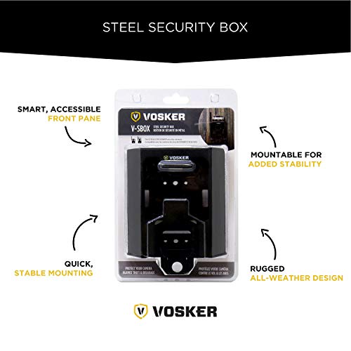 Vosker V100 and V200 Security Box for Security Cameras, Weather Resistant Heavy Duty Steel, Protects Cams from People, Animals, Theft, Environmental Damage