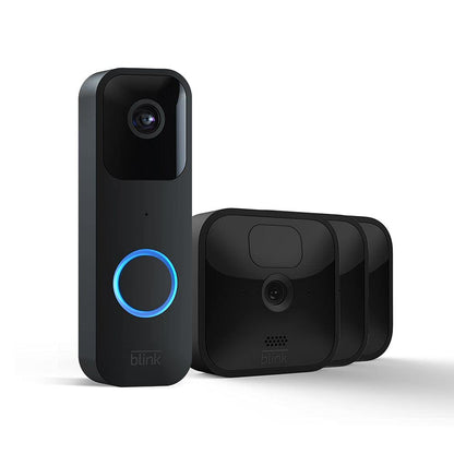 Blink Video Doorbell + 3 Outdoor camera system with Sync Module 2 | Two-way audio, HD video, motion, chime app alerts and Alexa — wired or wire-free