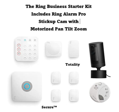 Ring Alarm Pro Business Starter Kit 4G Cellular Backup Dual WAN Wi-Fi 6 Network Failover + Motorized PTZ Pan Tilt Zoom Stick up Cam Totality Secure™