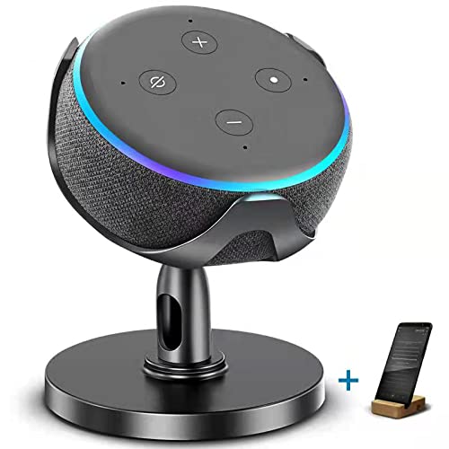HomTek Echo Dot Stand, Table Holder for Echo dot 3rd Generation, 360° Adjustable,Black