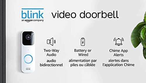 Blink Video Doorbell | Two-way audio, HD video, motion and chime app alerts and Alexa enabled — wired or wire-free (White)