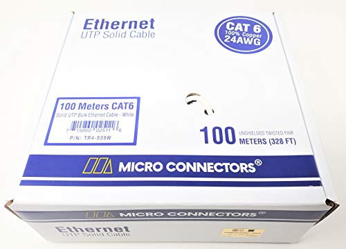 Micro Connectors, Inc. 100-Meter Augmented Cat 6A UTP 10GbE Bulk Cable - Blue (TR4-536T)