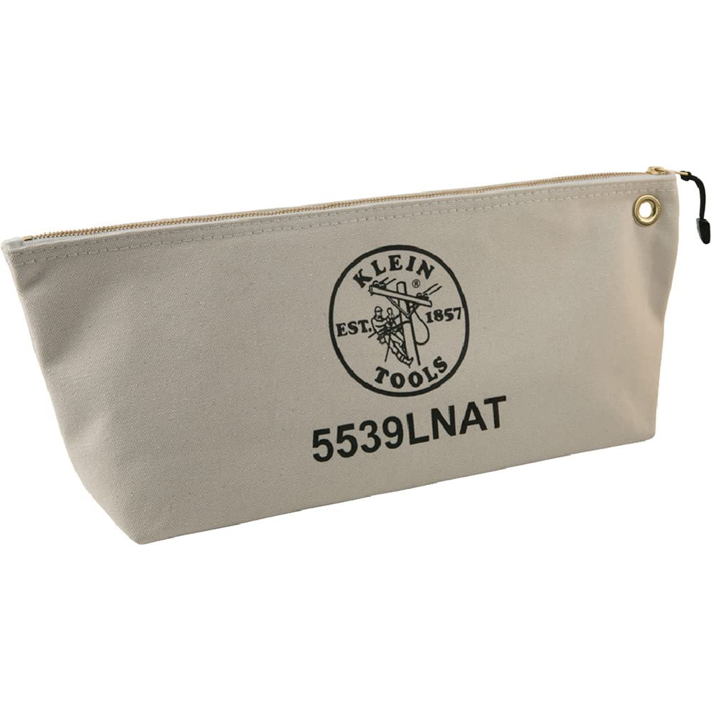 Klein Tools Canvas Bag with Zipper, Large Natural 5539LNAT