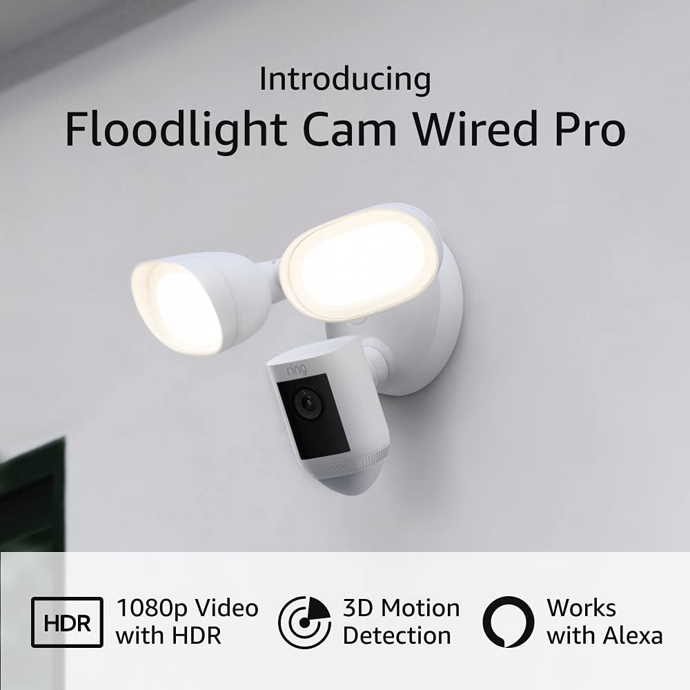 All-New Rng Floodlight Cam Wired Pro with Bird’s Eye View and 3D Motion Detection Black 2-Pack