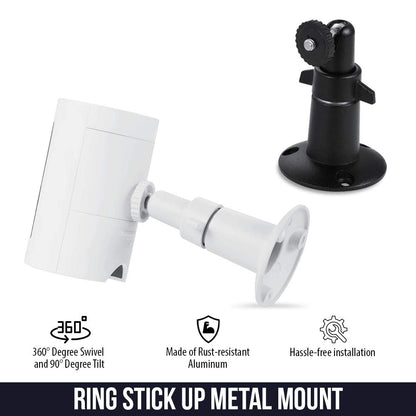 Wasserstein Adjustable Metal Mount w/ Universal Screw and Extra Flexibility - Works w/ Ring Stick Up Cam Battery and Stick Up Cam Wired (White)