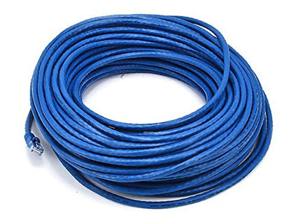 Monoprice 102119 100-Feet 24AWG Cat6 550MHz UTP Ethernet Bare Copper Network Cable, Blue