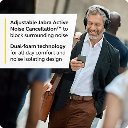 Jabra Evolve2 75 PC Wireless Headset with Charging Stand and 8-Mic Technology - Dual Foam Stereo Headphones with Advanced Active Noise Cancelling, USB-C Bluetooth Adapter and UC Compatibility - Black