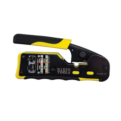 Klein Tools VDV226-110 Wire Crimper / Wire Cutter / Wire Stripper Pass-Thru Modular All-in-One Tool for Video, Telecom, Datacom and more
