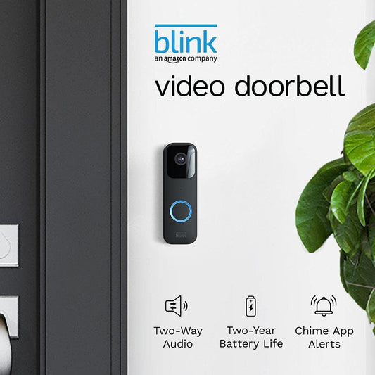 Blink Video Doorbell + Sync Module 2 | Two-way audio, HD video, motion and chime app alerts and Alexa enabled — wired or wire-free (Black)