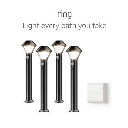 Ring Smart Lighting – Pathlight, Battery-Powered, Outdoor Motion-Sensor Security Light, Black (6-pack) + Echo (4th Gen)