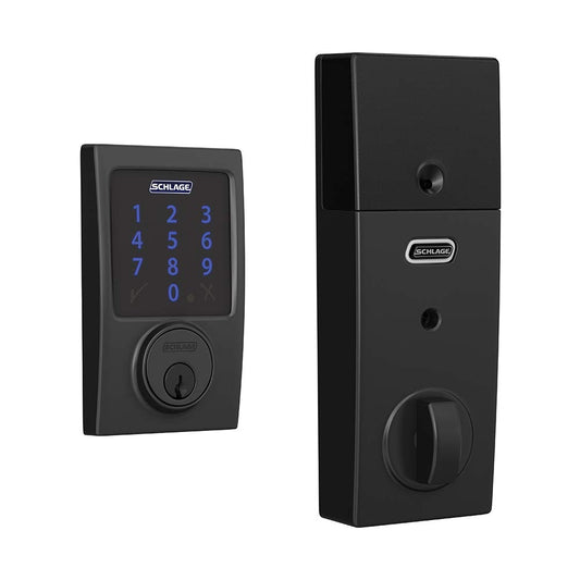 SCHLAGE BE469ZP CAM 622 Connect Smart Deadbolt with alarm with Camelot Trim in Matte Black, Z-Wave Plus enabled