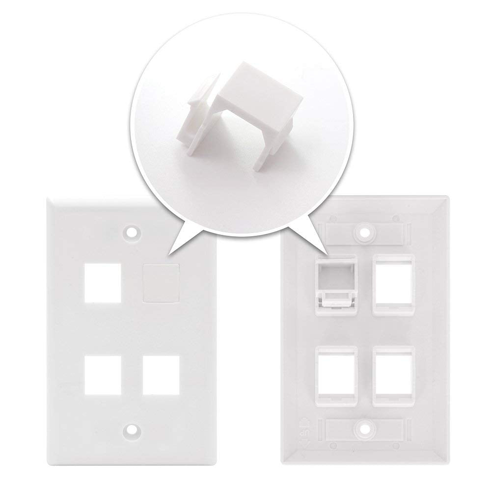 VCE 50-Pack Blank Keystone Jack Inserts for Keystone Wall Plate and Patch Panel - White