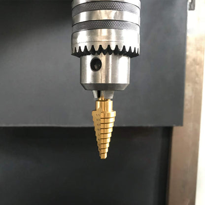 COMOWARE Step Drill Bit - Titanium Coated, Double Cutting Blades, High Speed Steel, Short Length Drill Bit, Total 10 Sizes