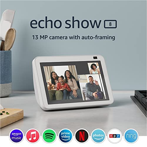 Echo Show 8 - HD Smart Display with Alexa – Stay Connected with Video Calling  -  Perfect Add On for Your Smart Home | Glacier White