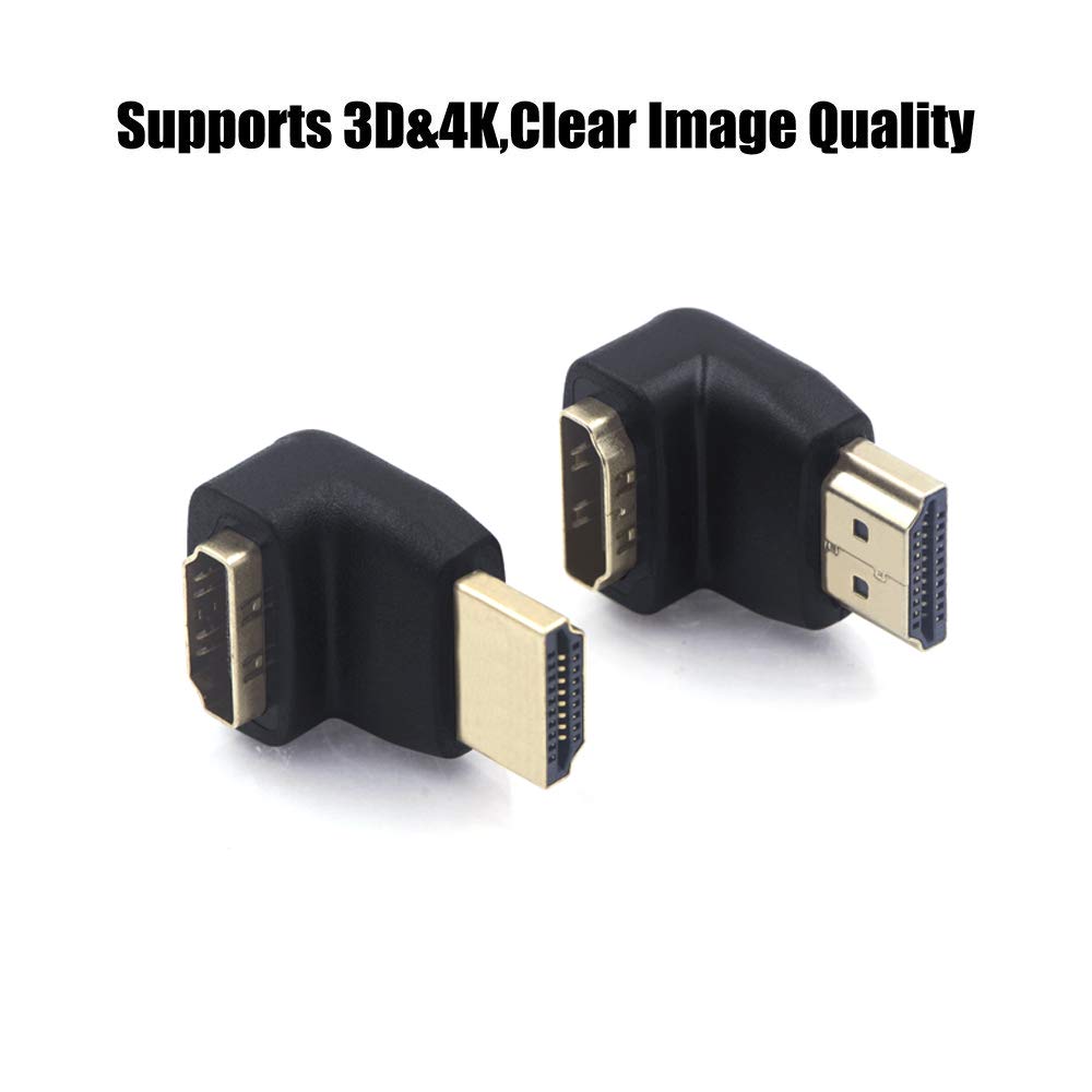 VCE Combo HDMI 90 Degree and 270 Degree Right Angle Male to Female Adapter 3D&4K Supported
