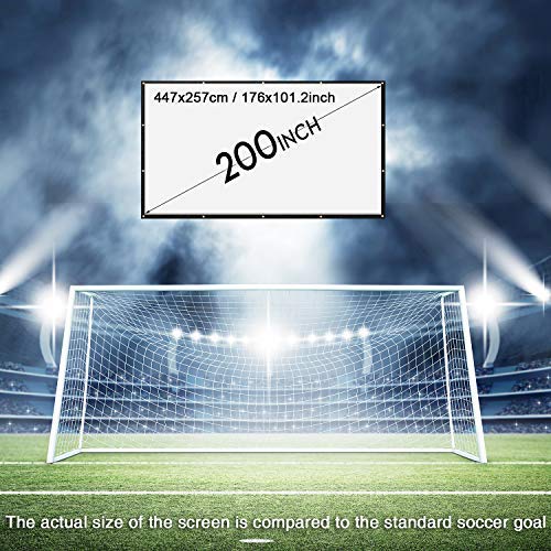 NIERBO 200 Inch Large Huge Projector Screen Big 16:9 3D Portable Movie Screen of Canvas Material Folding Projection Screen HD for Outdoor Indoor Home Theater Church with a Black Projector Bag