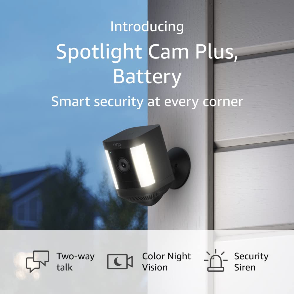 Introducing Rng Spotlight Cam Plus, Battery | Two-Way Talk, Color Night Vision, and Security Siren (2022 release) - Black