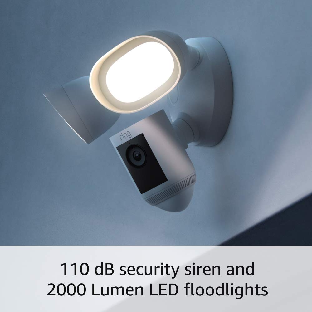 All-New Rng Floodlight Cam Wired Pro with Bird’s Eye View and 3D Motion Detection White 1-Pack