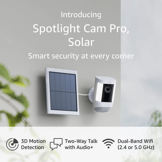 Introducing Ring Spotlight Cam Pro, Solar | 3D Motion Detection, Two-Way Talk with Audio+, and Dual-Band Wifi (2022 release)-White