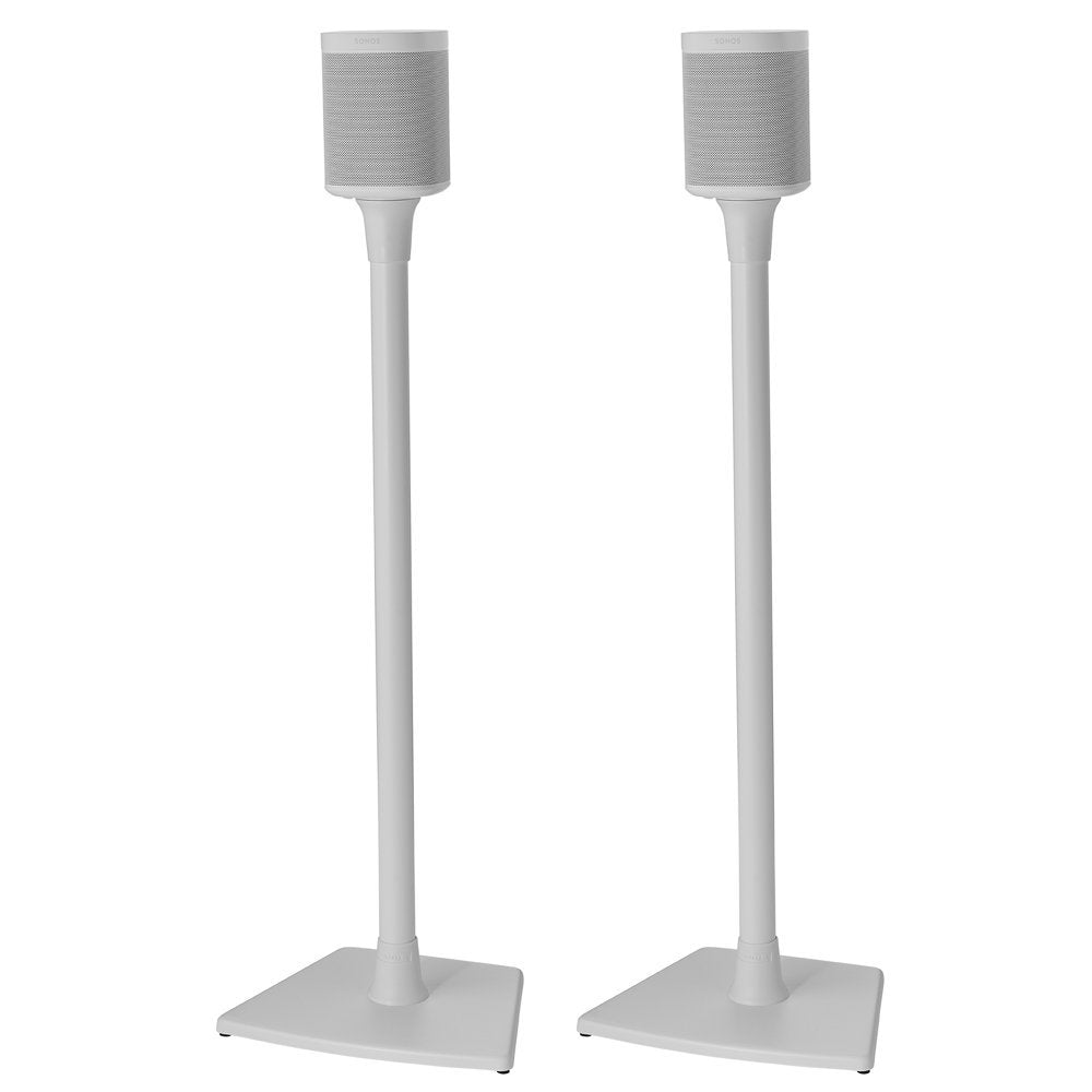 Sanus Wireless Sonos Speaker Stand for Sonos One, Play:1, Play:3 - Audio-Enhancing Design with Built-in Cable Management - Pair (White) - WSS22-W1
