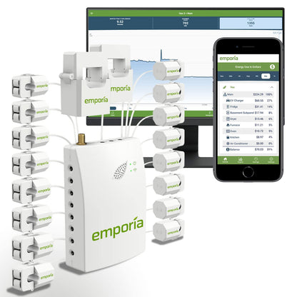 Emporia Smart Home Energy Monitor with 16 50A Circuit Level Sensors | Real Time Electricity Monitor/Meter | Solar/Net Metering