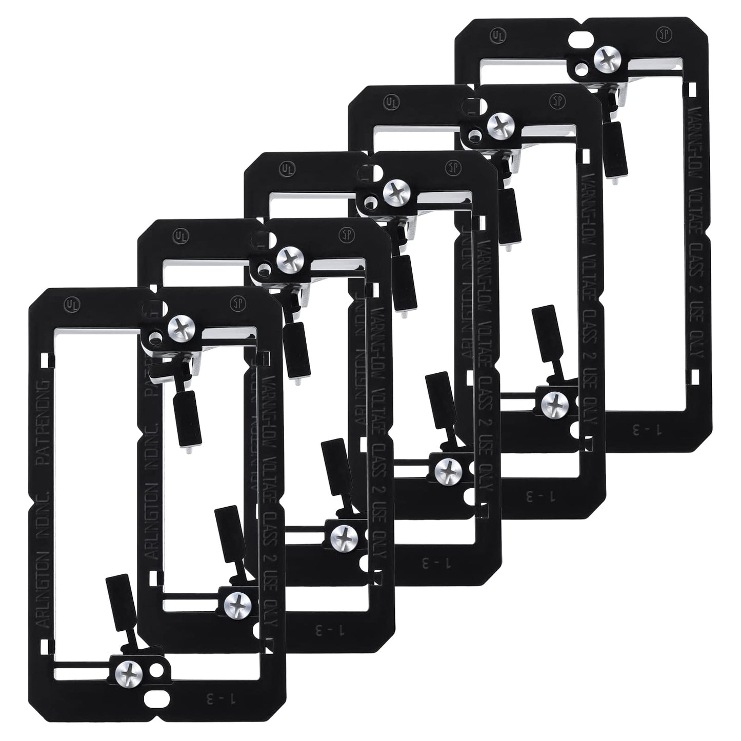 5PCS Low Voltage Mounting Bracket, Elecpow Single Gang Wall Plate Low Voltage Box for Telephone Wires, Network Cables, HDMI, Coaxial, Speaker Cables-Black