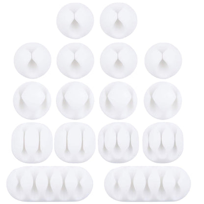 OHill Cable Clips, 16 Pack White Adhesive Cord Holders, Ideal Cable Cords Management for Organizing Cable Wires-Home, Office, Car, Desk Nightstand