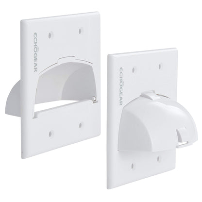 ECHOGEAR White in Wall Cable Hider for Wall Mount TV - Single Gang Pass Through Pair with Drywall Brackets Included - Manage 8 Low Voltage Cords Behind The Wall - Quick Install with Wall Template