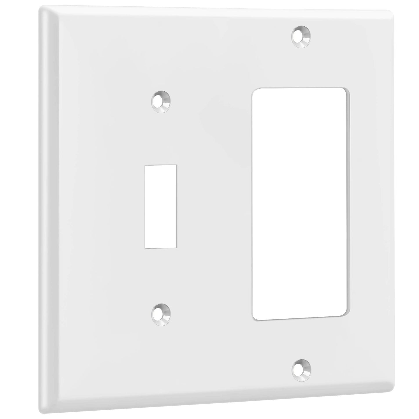 ENERLITES Combination Toggle Light Switch/Decorator Switch Wall Plate, Mid-Size 2-Gang 4.88" x 4.92", Polycarbonate Thermoplastic, 881131M-W, White