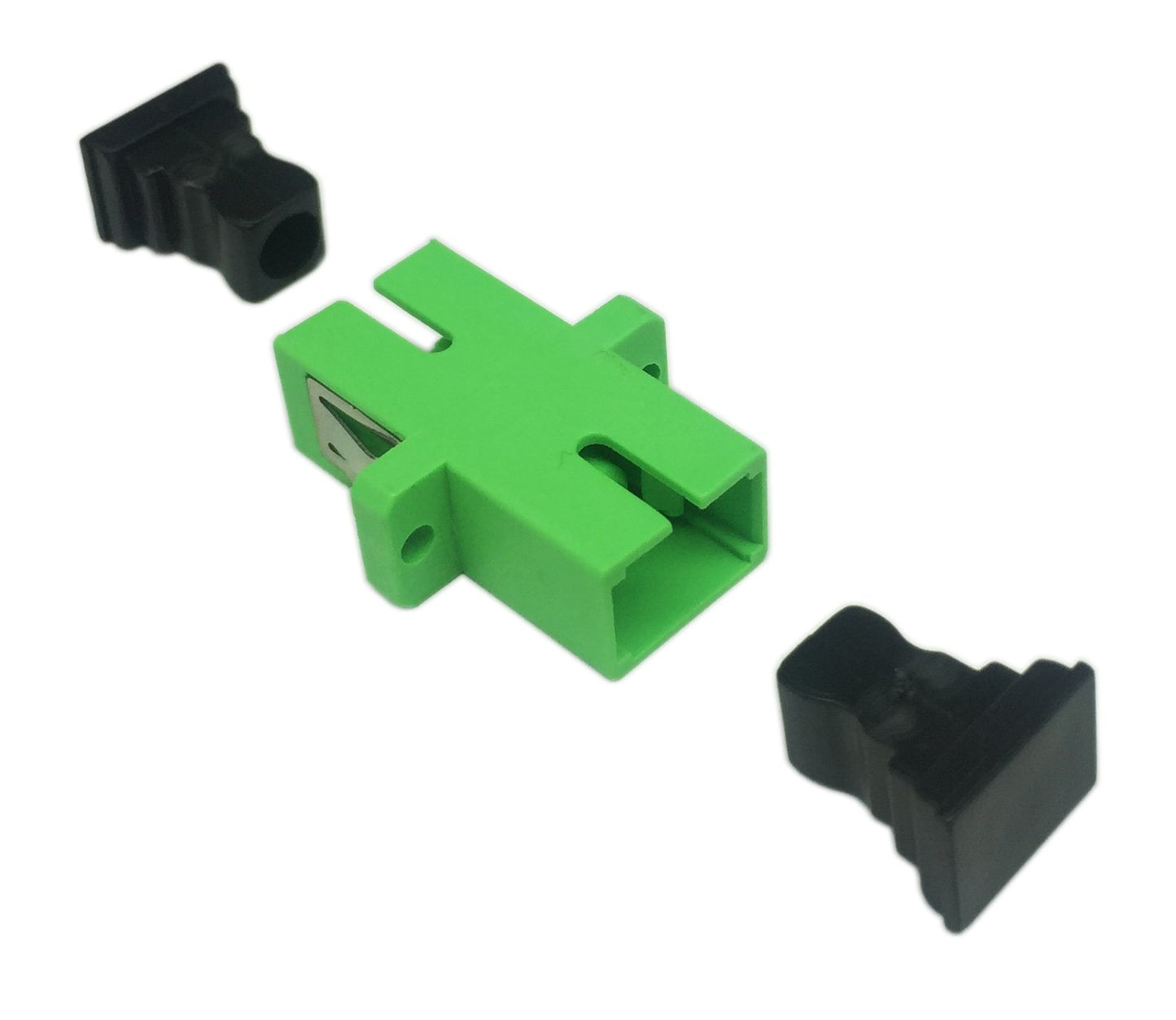 SC Singlemode Fiber Optic Adapter SC Female to SC Female APC Simplex Coupler Network Internet Connector Adapter with Mount Panel (Green 5-Pack)