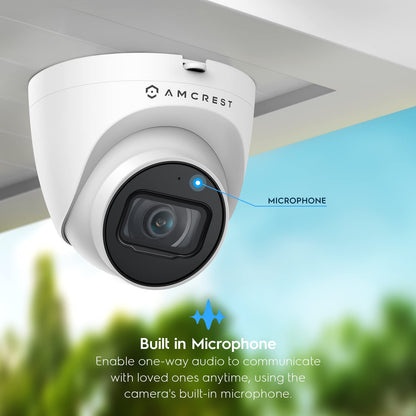 Amcrest 5MP Turret POE Camera, UltraHD Outdoor IP Camera POE with Mic/Audio, 5-Megapixel Security Surveillance Cameras, 98ft NightVision, 103° FOV, IP67, MicroSD (256GB) Black IP5M-T1179EB-28MM
