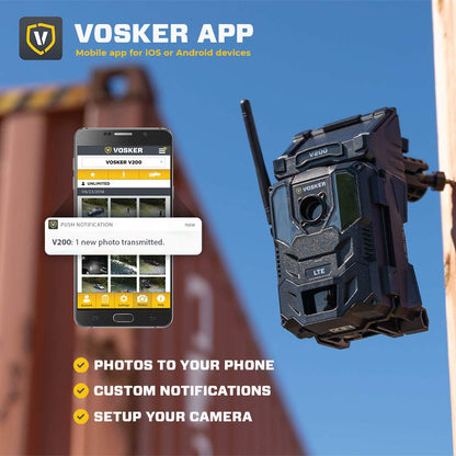Vosker V200 Cellular Security Camera Solar LTE Wireless Weatherproof No Wi-Fi Required Motion Activated Outdoor Cameras Mobile Photo Notifications
