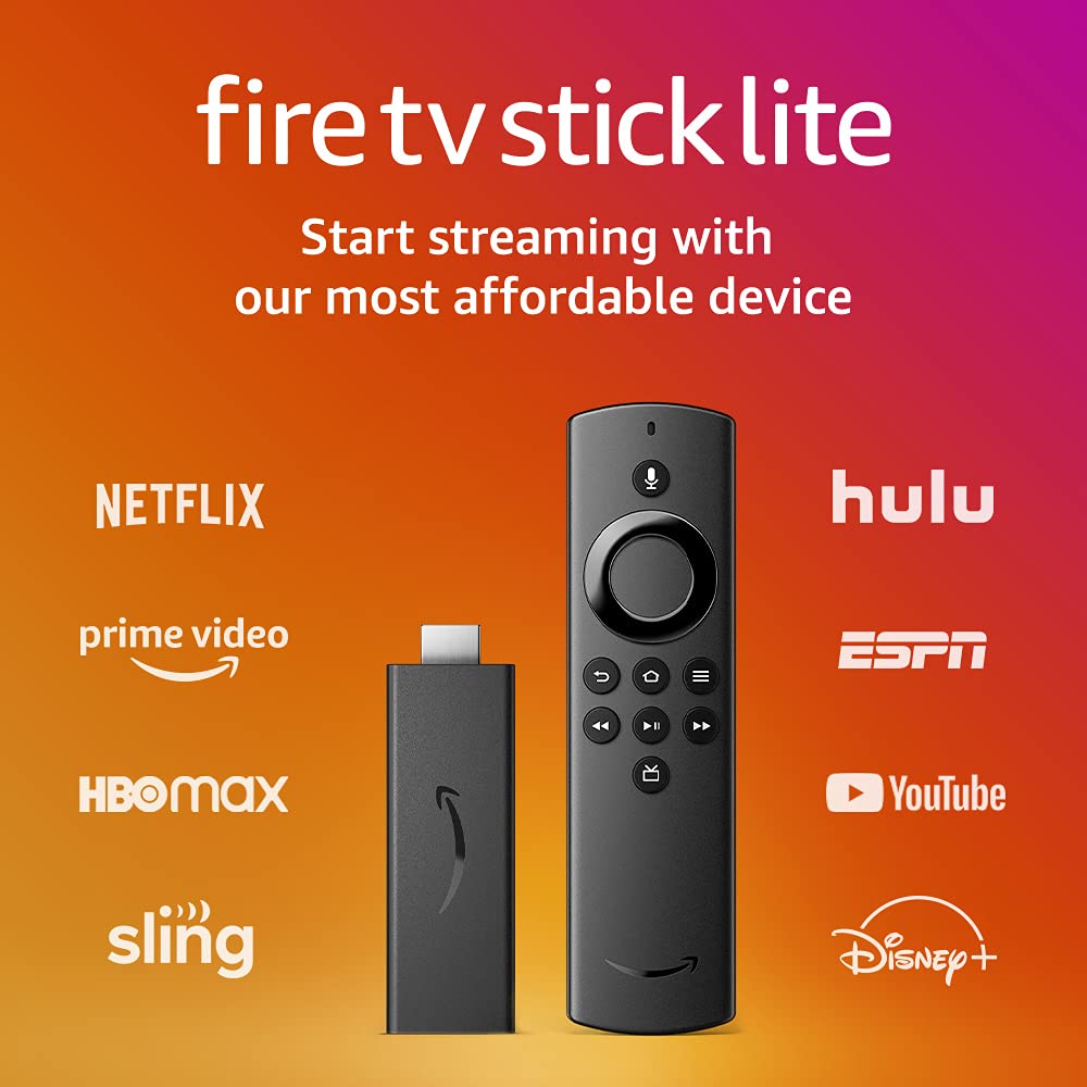 Fire TV Lite Accessory Essentials Bundle including Fire TV Stick Lite, Remote Cover (Red) and USB Power Cable
