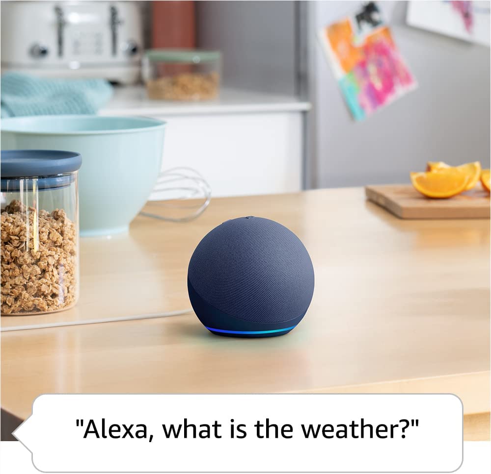 The All-new Echo Dot (5th Gen) Deep Sea Blue with Battery Base