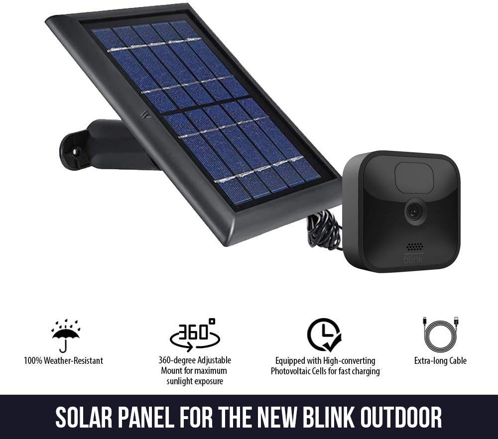 Wasserstein Solar Panel with Internal Battery Compatible with Blink Outdoor & Blink XT2/XT Camera (3-Pack, Black)