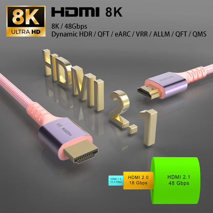 EONZONE 6.6ft 8K HDMI Cable 2.1 Ultra HD High Speed 48Gpbs 8K60 4K120 144Hz eARC HDR10 HDCP 2.2&2.3 Compatible for Xbox One X PS4 PS5 Roku Fire TV Apple TV Nintendo Switch Sony LG Samsung-3 Packs