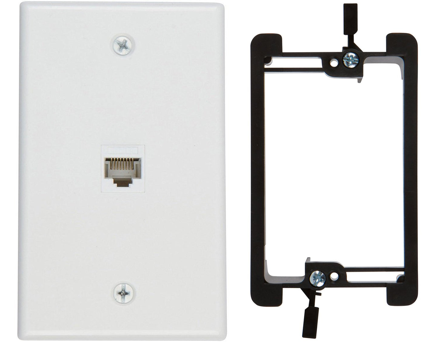 Buyer's Point 2 Port Cat6 Wall Plate, Female-Female White with Single Gang Low Voltage Mounting Bracket Device (2, 2 Port)